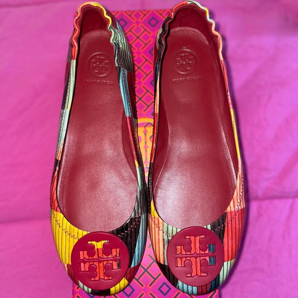 Tory Burch Printed Minnie w/ Logo Flats